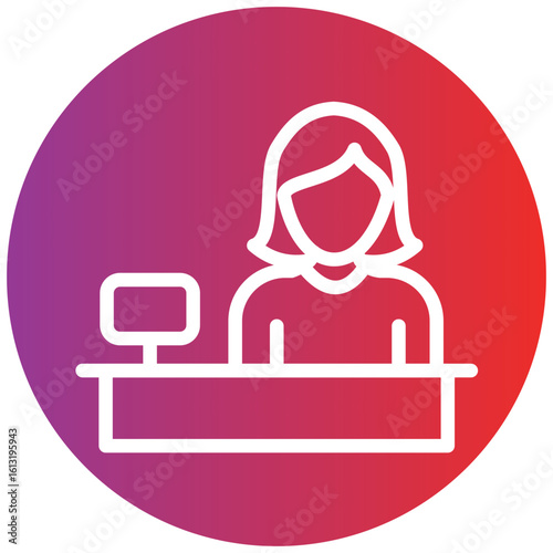 Receptionist Line Icon Style