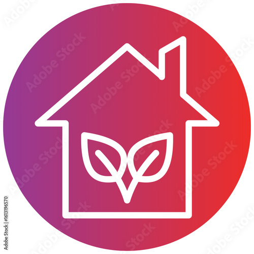 Eco House Line Icon Style
