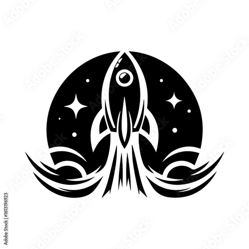 Flat rocket logo symbolizing startup launch