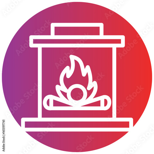 Fireplace Line Icon Style