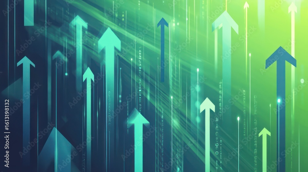 custom made wallpaper toronto digitalArrows pointing up, background of data streams representing growth, analytics use