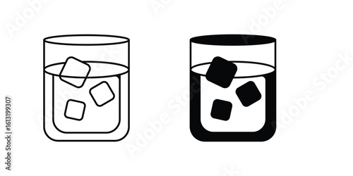 Whiskey Glass set icon with white background vector stock illustration