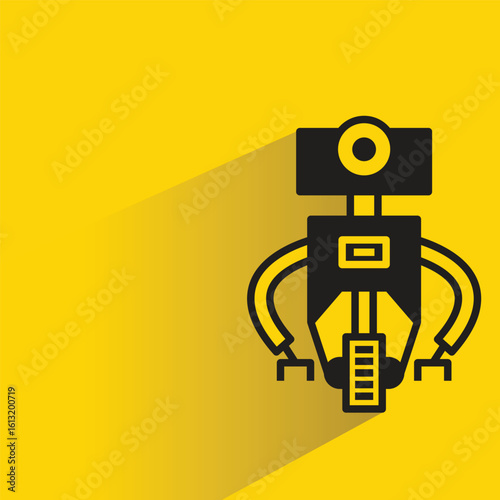 robot character with shadow on yellow background
