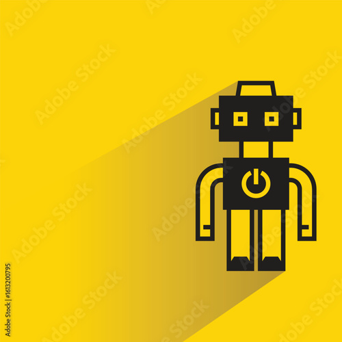 robot character with shadow on yellow background
