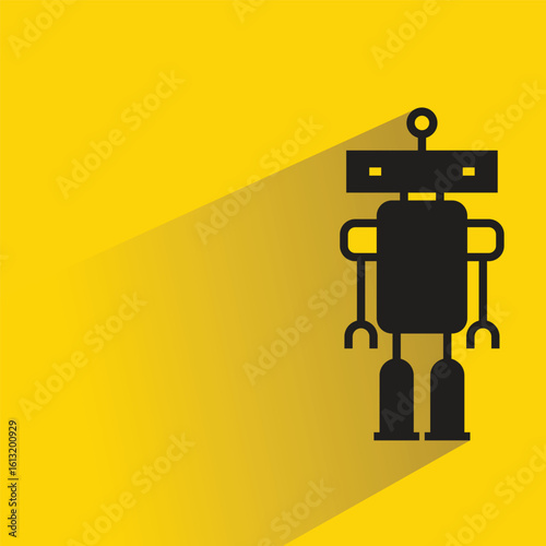 robot icon with shadow on yellow background