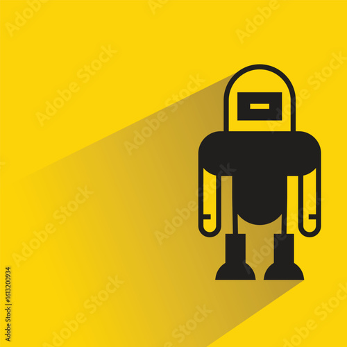 robot character with shadow on yellow background