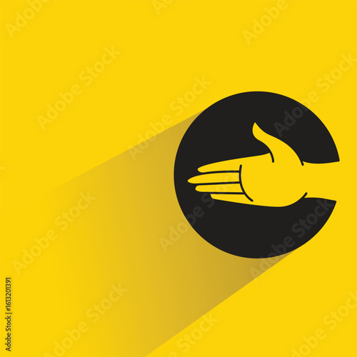 hand gesture in circle icon with shadow yellow background