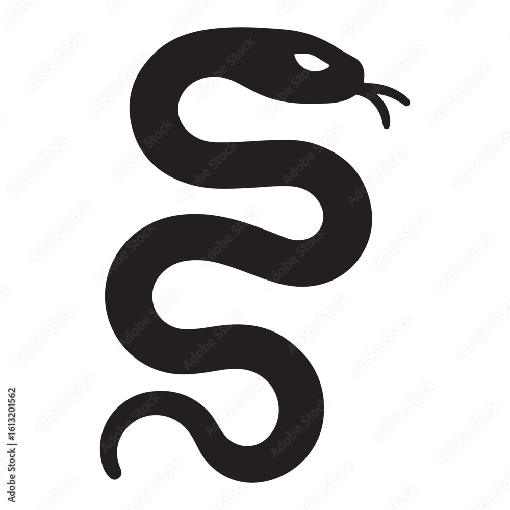 Fototapeta premium Minimal Black Snake Silhouette Vector
