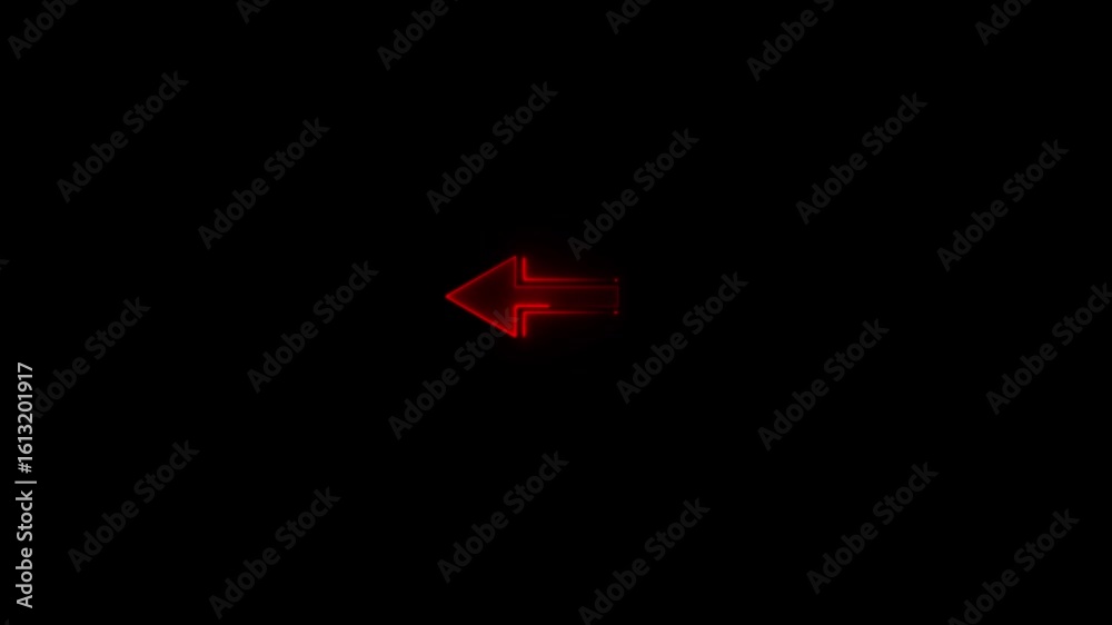 Neon left arrow animation. Arrow-shaped neon sign. Neon arrow symbol ...