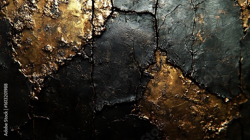 Gilded Earth Cracked surface with metallic veins