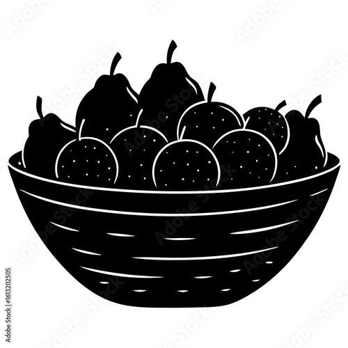 vector illustration of a bowl of fruit