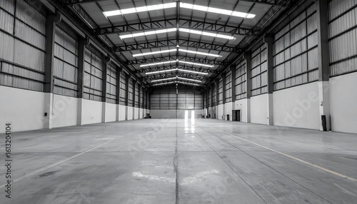 Empty Industrial Warehouse Interior.