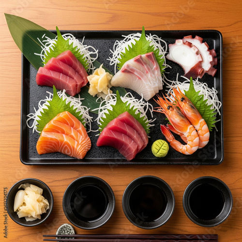 Exquisite Japanese Sashimi Platter - Professional Flatlay Food Photography