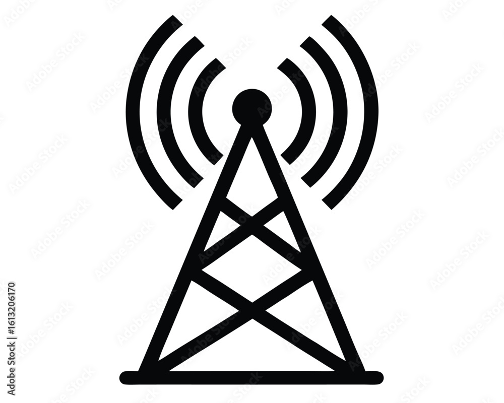 Bold Black Wireless Communication Tower Icon: Minimalist, Modern Design Ai Generated Bold Black Wireless Communication Tower Icon: Minimalist, Modern Design Ai Generated