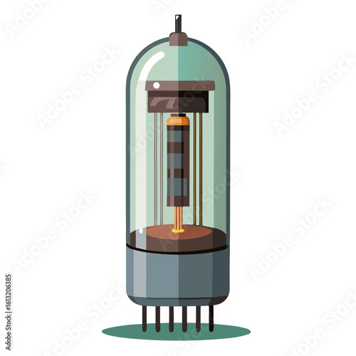 A vintage vacuum tube no background vector file.