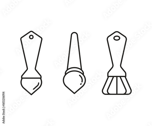 paint brush and bristle icons set