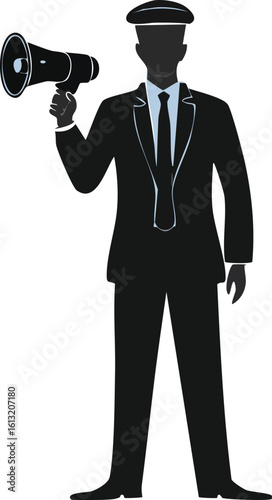 Influential Leader with Megaphone Silhouette

