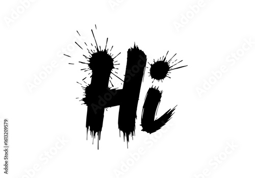 Ink splash design featuring the word "Hi!" for greetings and friendly themes