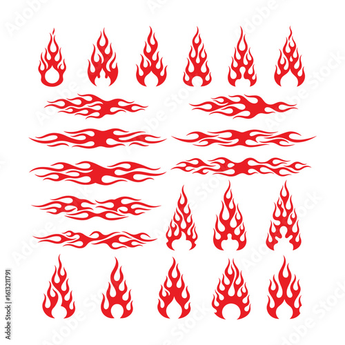 Flame Graphics and Borders Vector Set - Hot Rod & Motorcycle Decals