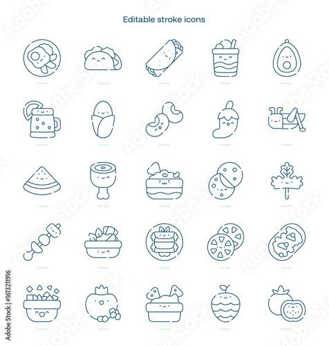 Mexican Food stroke icon. Mexican Foodline icon set. editable stroke icon pack