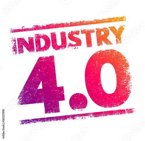 Industry 4.0 (Fourth Industrial Revolution) 4IR conceptualizes rapid change to technology, industries, and societal patterns and processes, text concept stamp
