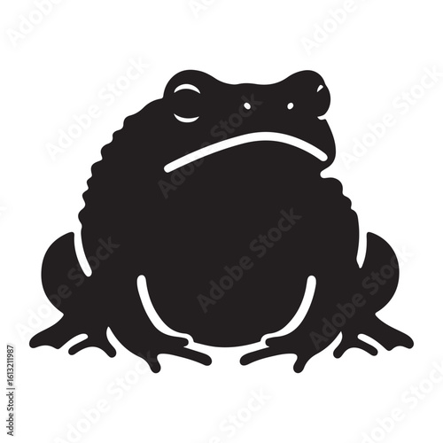 Minimal Black Toad Silhouette Vector with Spots
