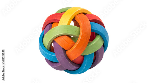 Wallpaper Mural Interlocking colorful wooden rings forming a sphere isolated on a transparent background Torontodigital.ca