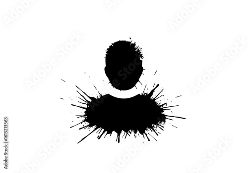 Ink splash design of a user silhouette for identity and profile themes