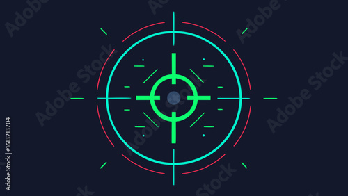 glowing circuit crosshairs dark panel