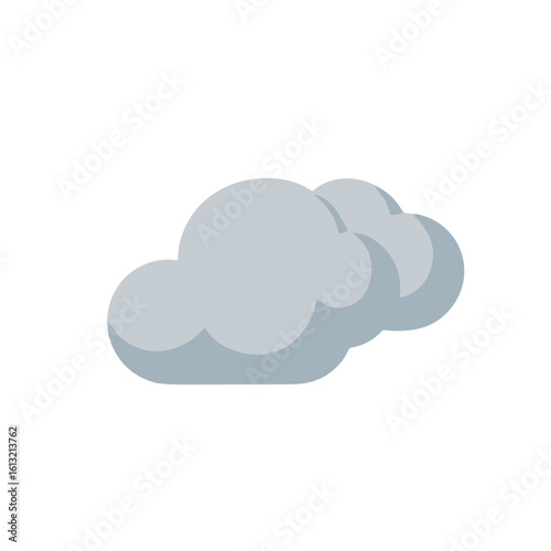A stylized illustration of two fluffy, grey clouds against a stark white background, suggesting a cloudy or overcast day.
