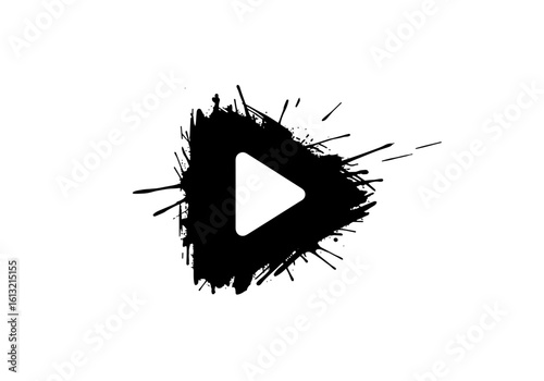 Ink splash design of a play button for multimedia and entertainment themes