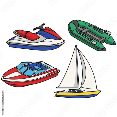 Watercraft Illustrations for Marine and Travel Themes