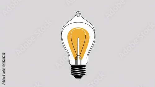 Minimalist Light Bulb Illustration on Gray Background