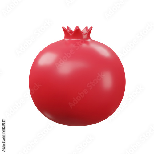 A single red pomegranate isolated on transparent background