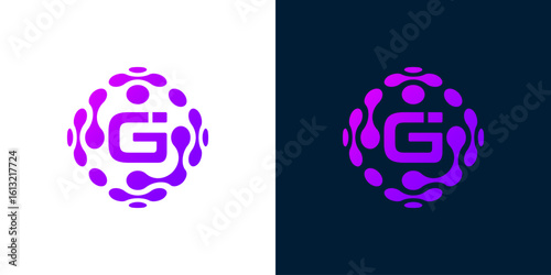 Abstract globe logo with letter G, technology sphere, for digital, technology, computer data
