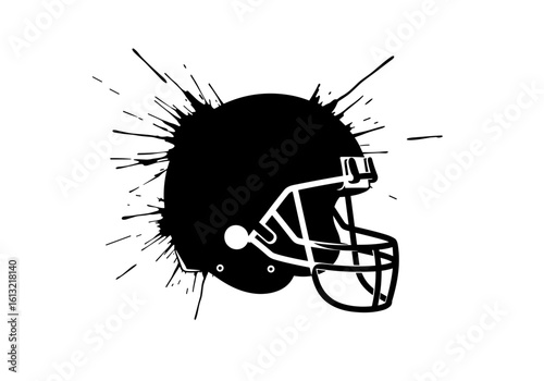 Football helmet silhouette with paint splashes