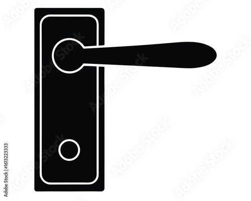 Modern Black and White Door Handle Icon: Minimalist Home Security Graphic Ai Generated