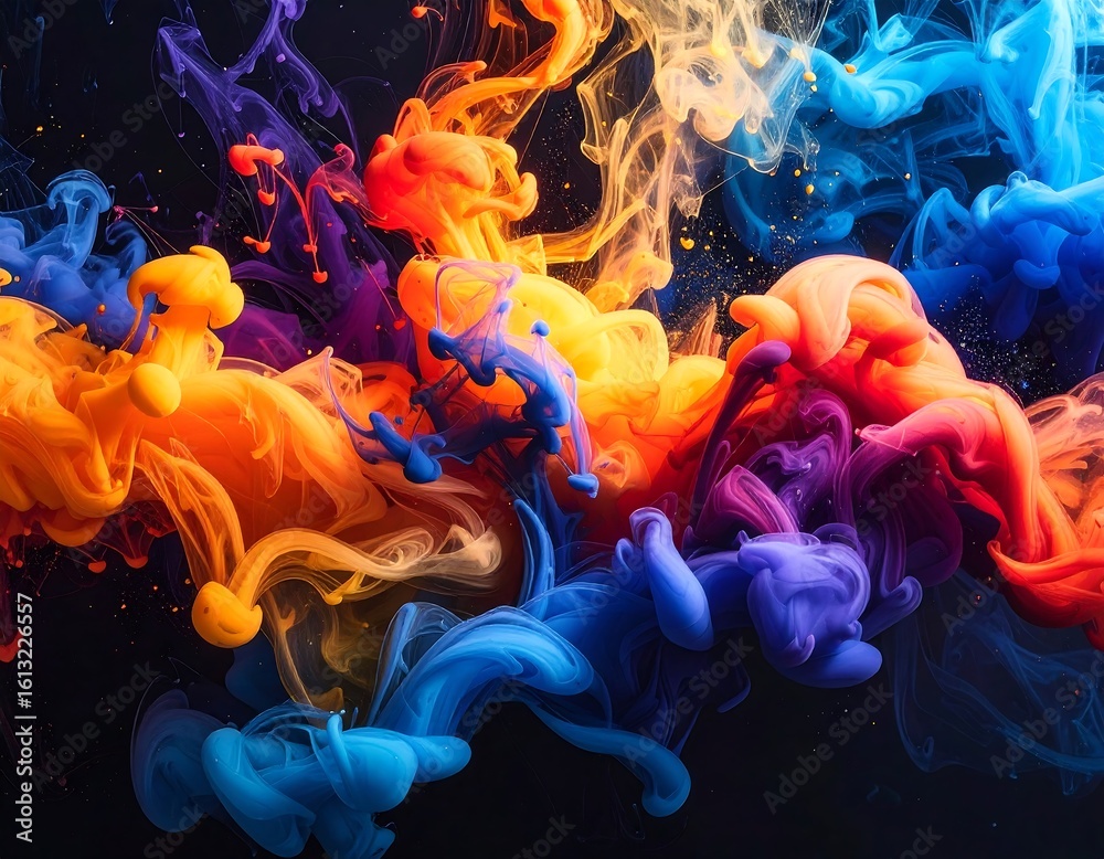 Fototapeta premium Colorful ink swirling in dark background
