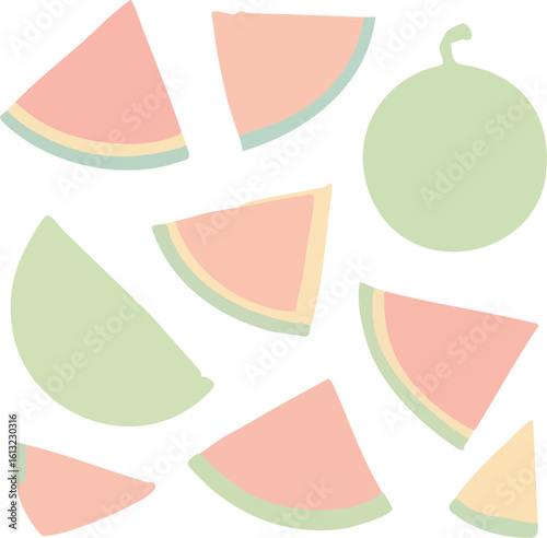 Pastel Watermelon and Cantaloupe Pattern.
