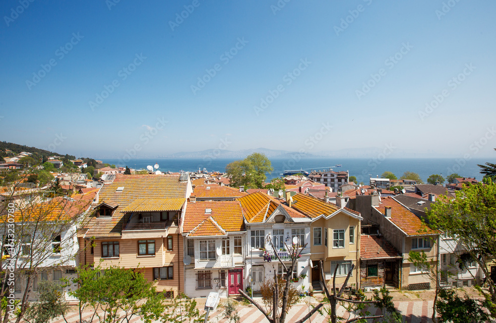 Fototapeta premium Historical streets and houses in the Heybeliada area of Istanbul