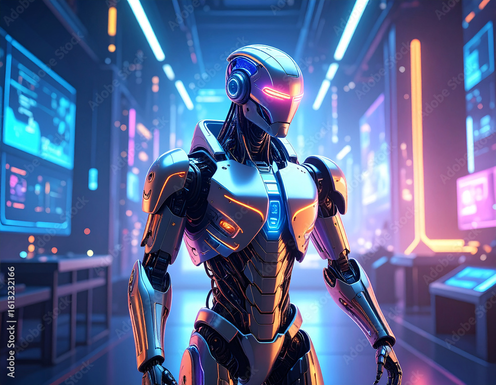 Naklejka premium 未来的なデザインのヒューマノイドロボット