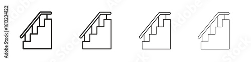 Stairs icon outline vector sign, linear style pictogram.