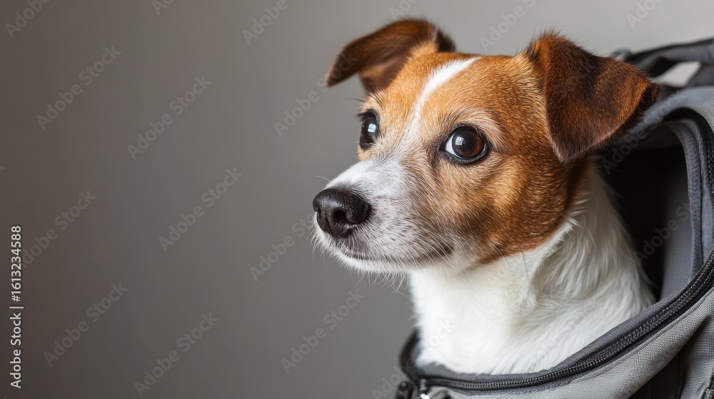 Curious Jack Russell Terrier in Pet Carrier at Studio Curious Jack Russell Terrier in Pet Carrier at Studio