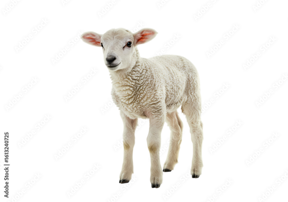 Fototapeta premium Young Lamb on White Background on transparent background