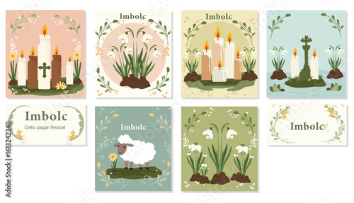 Imbolc Early Spring Celtic Festival Vector Collection