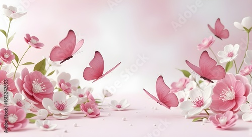 Vibrant Butterflies and Flowers in a Vivid Garden Scene