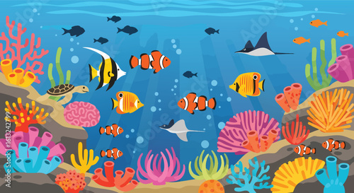 Vibrant Underwater Coral Reef Ecosystem