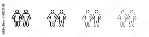 Girlfriend icon outline vector sign, linear style pictogram.