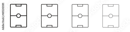 Football field icon outline vector sign, linear style pictogram.