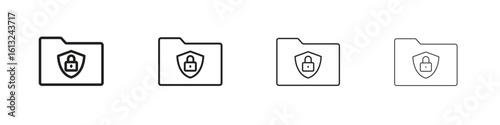 Folder security icon outline vector sign, linear style pictogram.